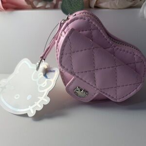 Hello Kitty Pink Quilted Heart Wrist pouch purse coin